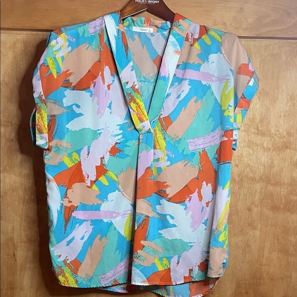 SHEIN Tops - SHEIN Colorful Abstract Print Blouse
